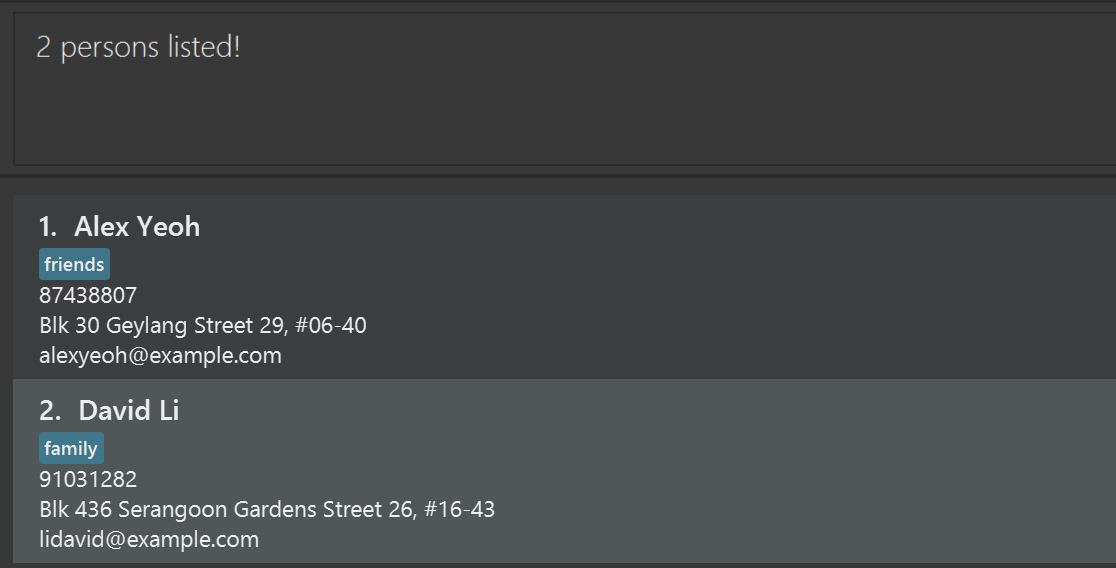 result for 'find student alex david'